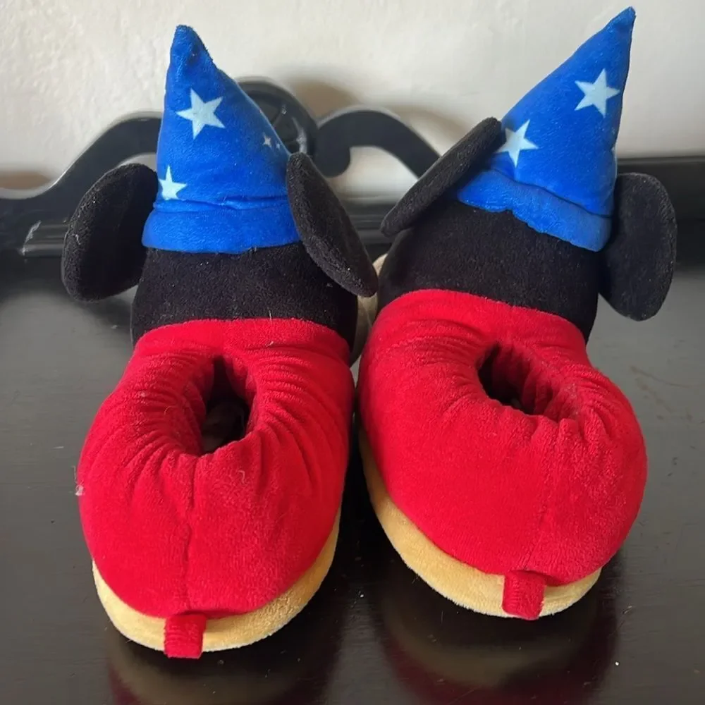 Disney Children Night Time Mickey Mouse House Slippers Size 9/10 Black/Red/Blue